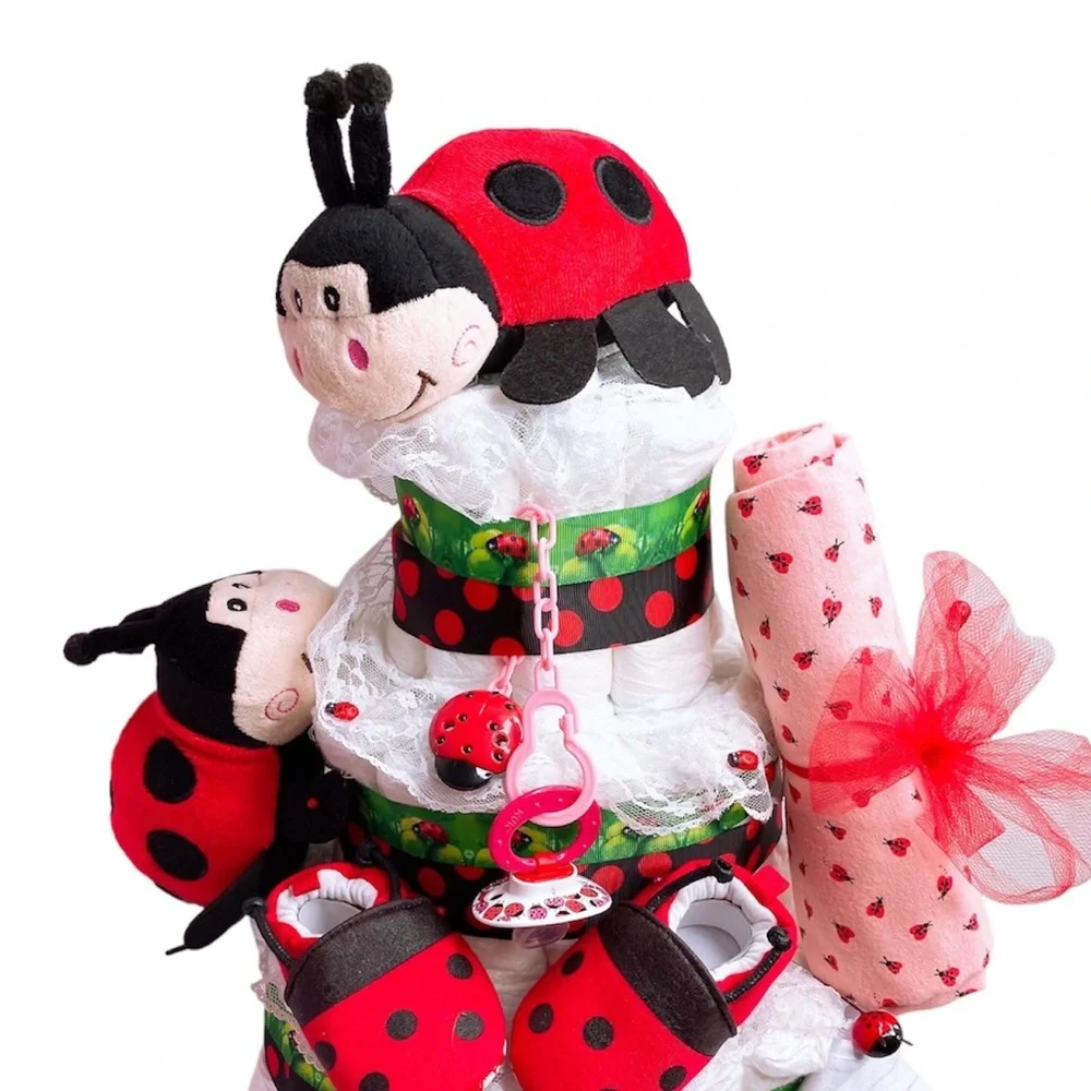 Ladybug Neutral Diaper Cake, Baby shower gift